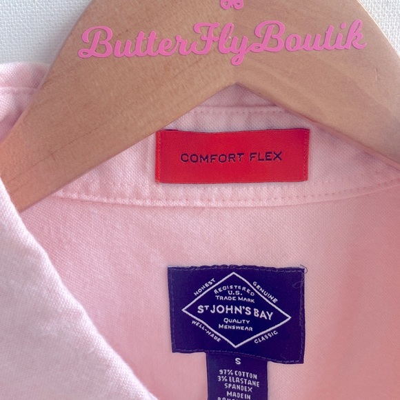 (A6) St. John’s Bay Pink Soft wash Cotten button down unisex, Size Small, NWT - Picture 2 of 6